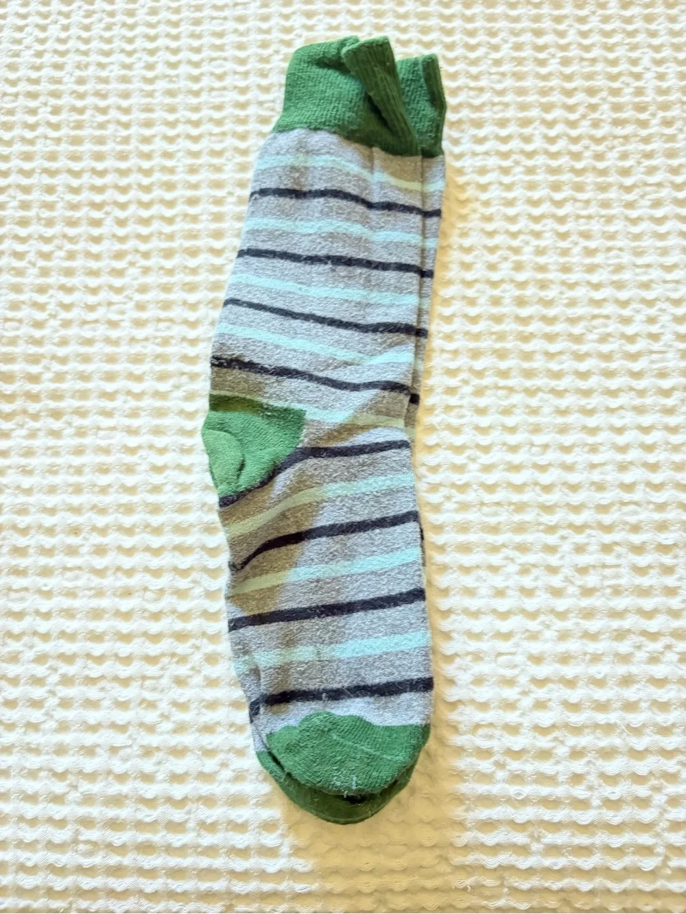 Madewell Green and Gray Striped Crew Sock